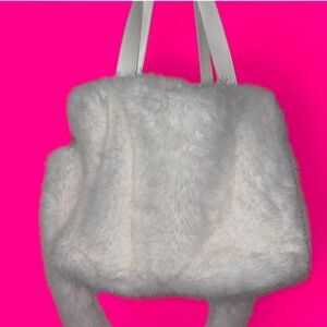 White Fur Tote Bag